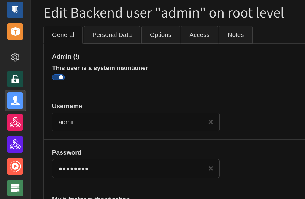Password change via user management of current user
